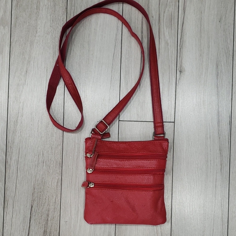 Small red leather purse
